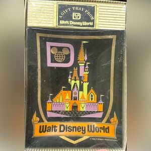 Walt Disney World Castle Gift Tray - Black with Pink, Orange & Green new in box